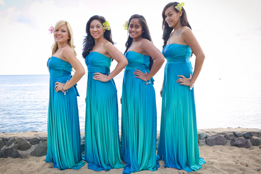 hawaiian themed bridesmaid dresses