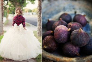 Full Tulle Skirt Big Bow Bride with Plaid Mini Jacket Design Seeds Deep Purple Fig
