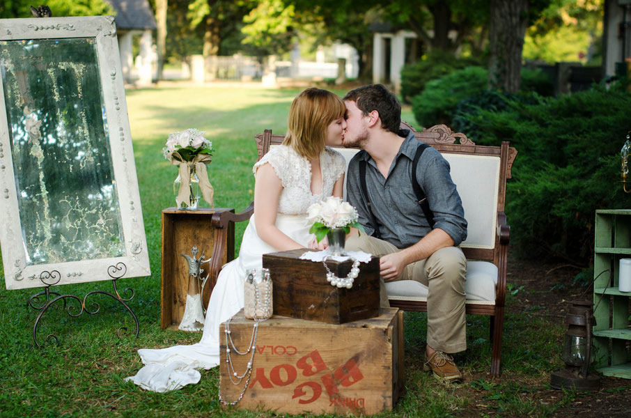 Vintage Themed Engagement Photos Inspired By A Mother’s Wedding Dress