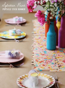 Splatter Paint Popsicle Stick Runner DIY via At Home In Love