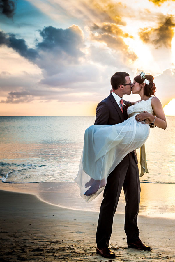 Tropical Destination Beach Wedding At Sandals Grande Antigua Resort Complete With Postcard Sunset
