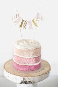 Naked pink ombre wedding cake via Ruffled
