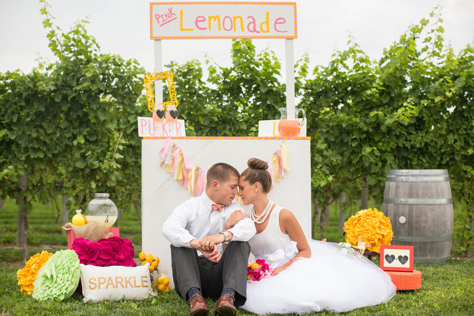 Pink Lemonade Inspired Vineyard Wedding & The Sweetest Little Lemonade Stand You Ever Did See