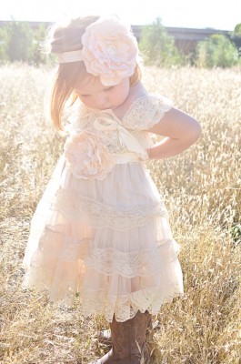 Country Couture Co Ivory Lace Flower Girl Dress