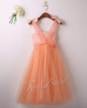 Custom Show Peach Flower Girl Dress