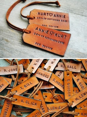 Leather luggage tags guest gift