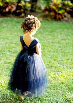 Olivia Kate Couture Tulle Navy Blue Flower Girl Dress