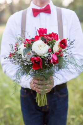 Fourth of July Inspired Bouquet and Groom