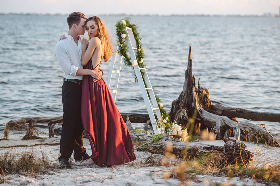 Ship Wrecked Inspired Romantic Styled Beach Engagement Session Along The Florida Shoreline