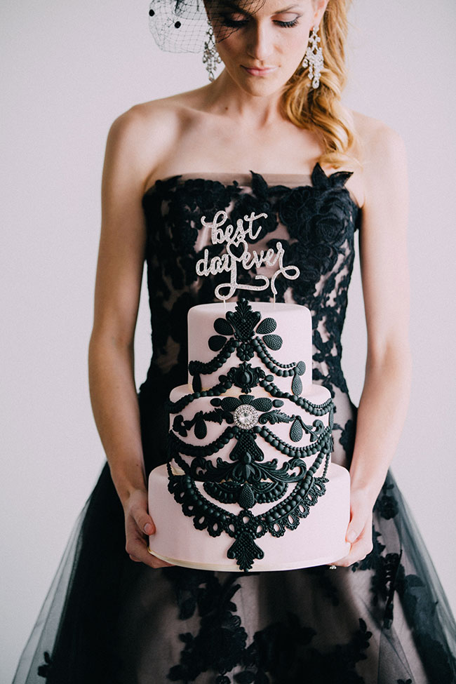 Romantic Victorian Bridal Featuring A Dreamy Black Wedding Dress