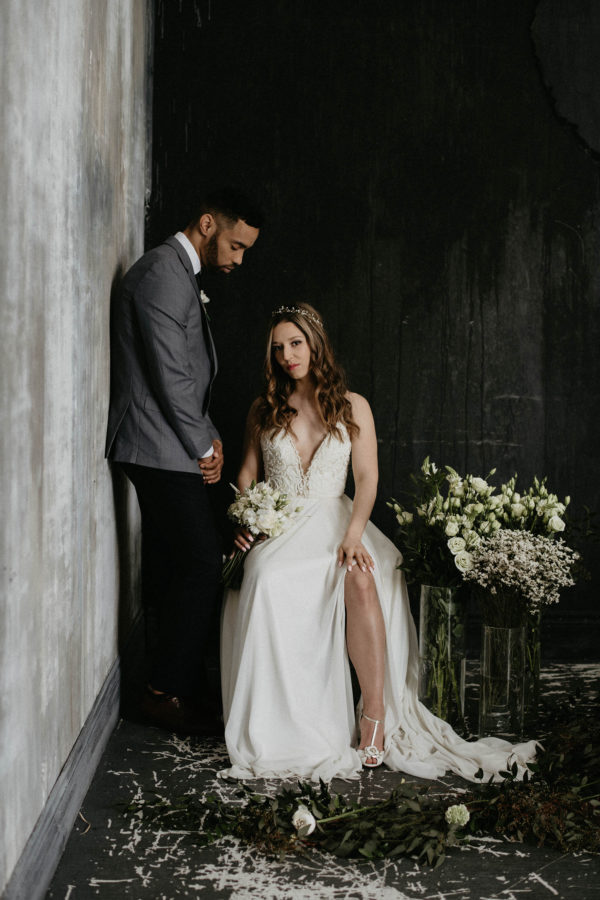 Moody Gray and Soft Blue Wedding Inspiration Scarlet ONeill30
